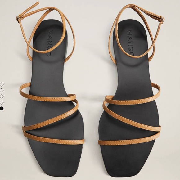 Mango Shoes - Leather Strap Sandals - Medium Brown